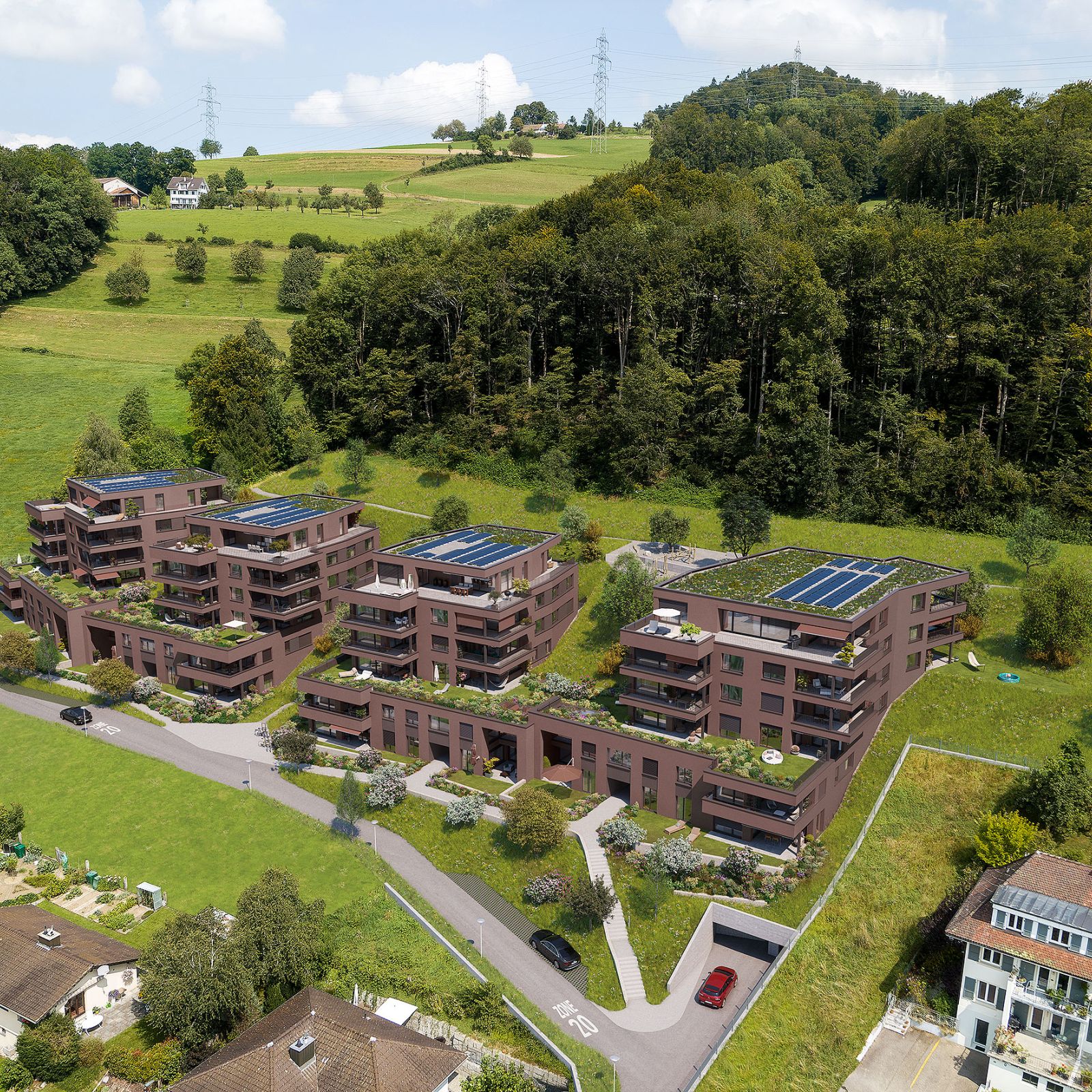 Architekturvisualisierungen Vogelperspektive Steinbären in Triengen