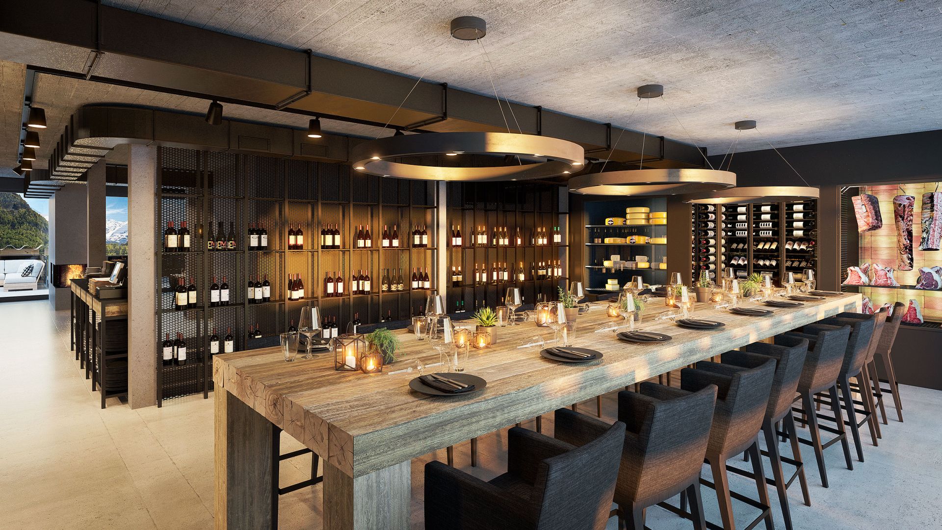 Architekturvisualisierungen Trauffer Erlebniswelt Restaurant Alfreds