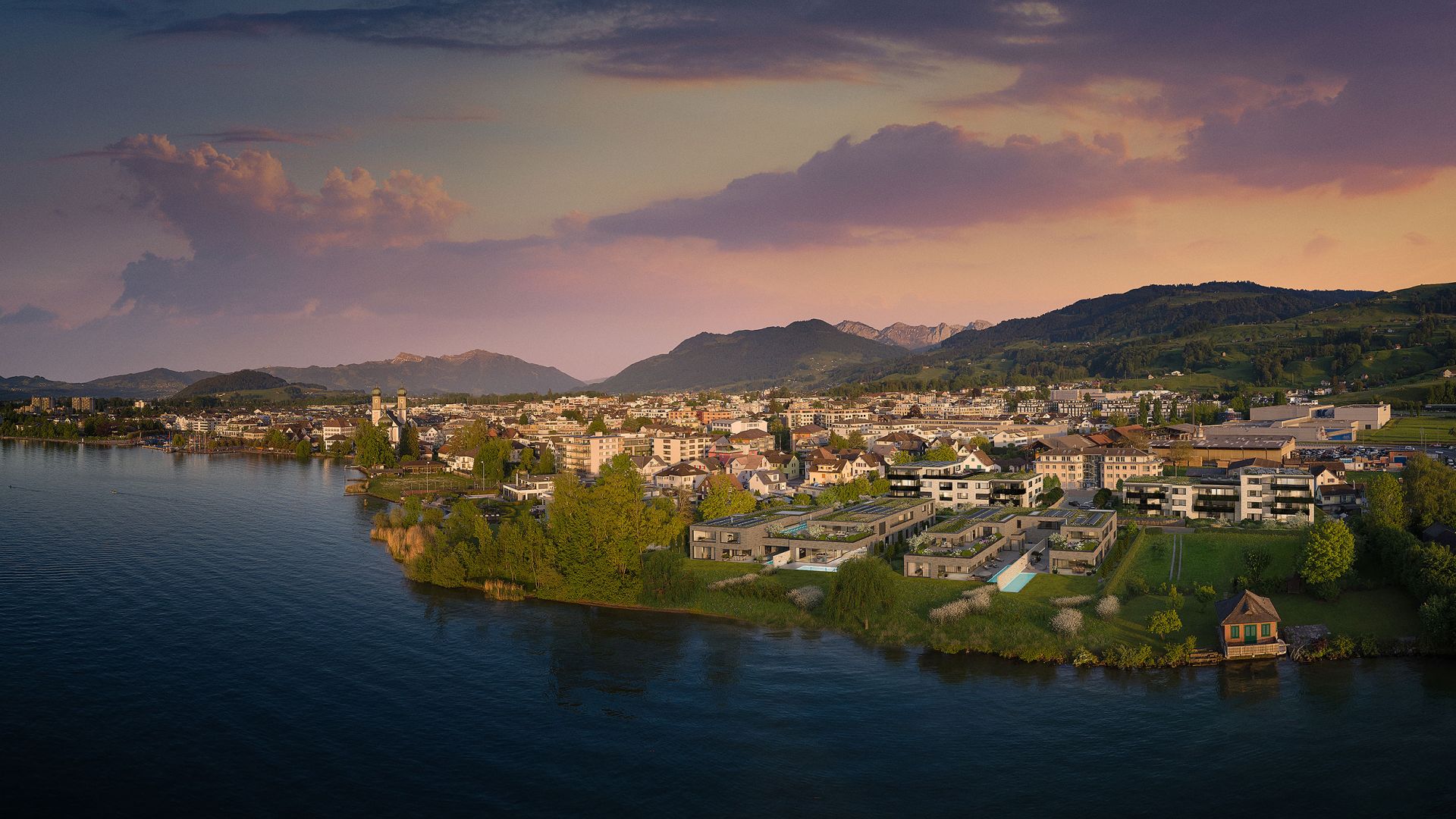 Visualisierungen Luftaufnahme Seegüetli in Lachen