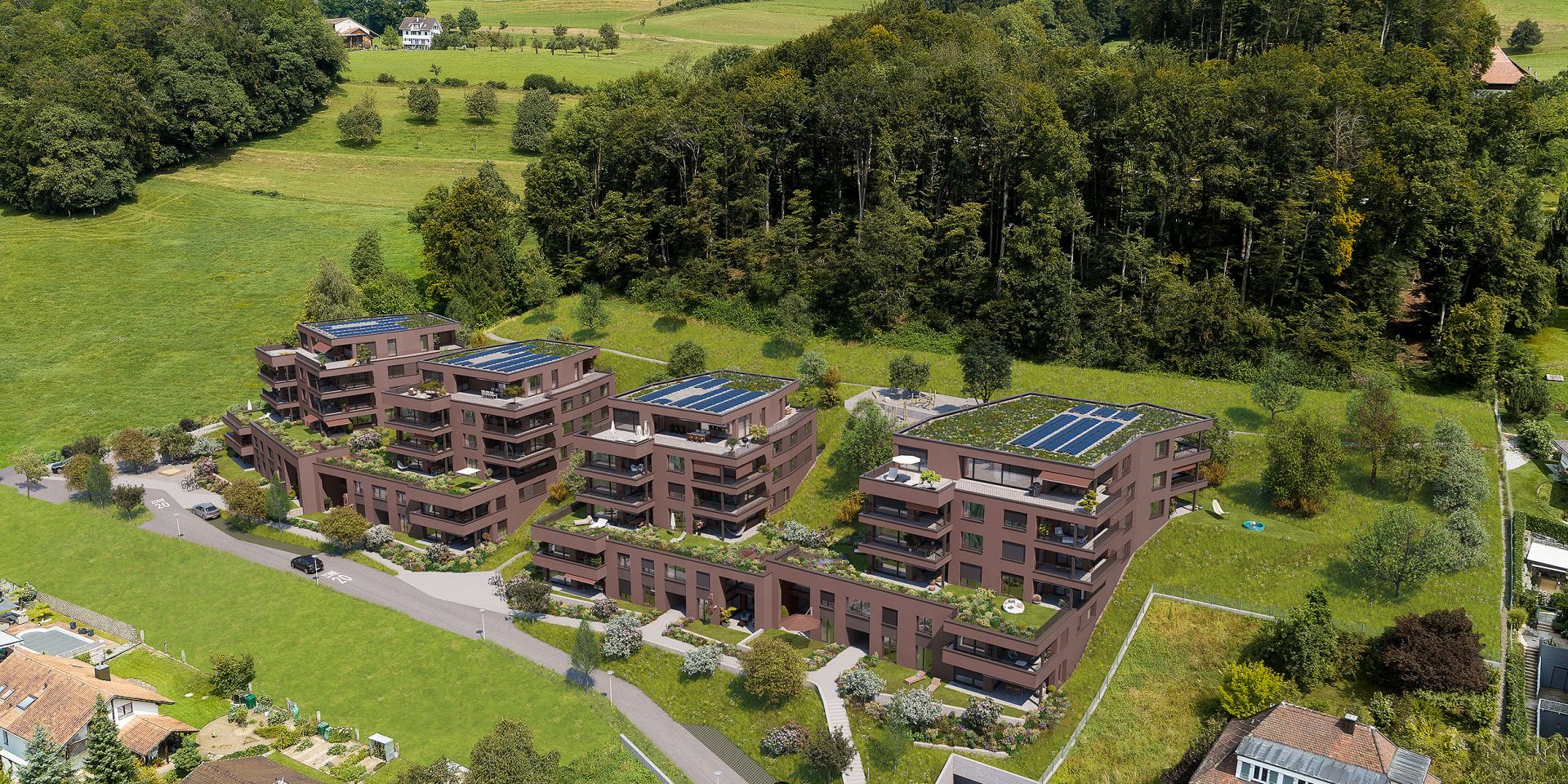 Architekturvisualisierungen Vogelperspektive Steinbären in Triengen