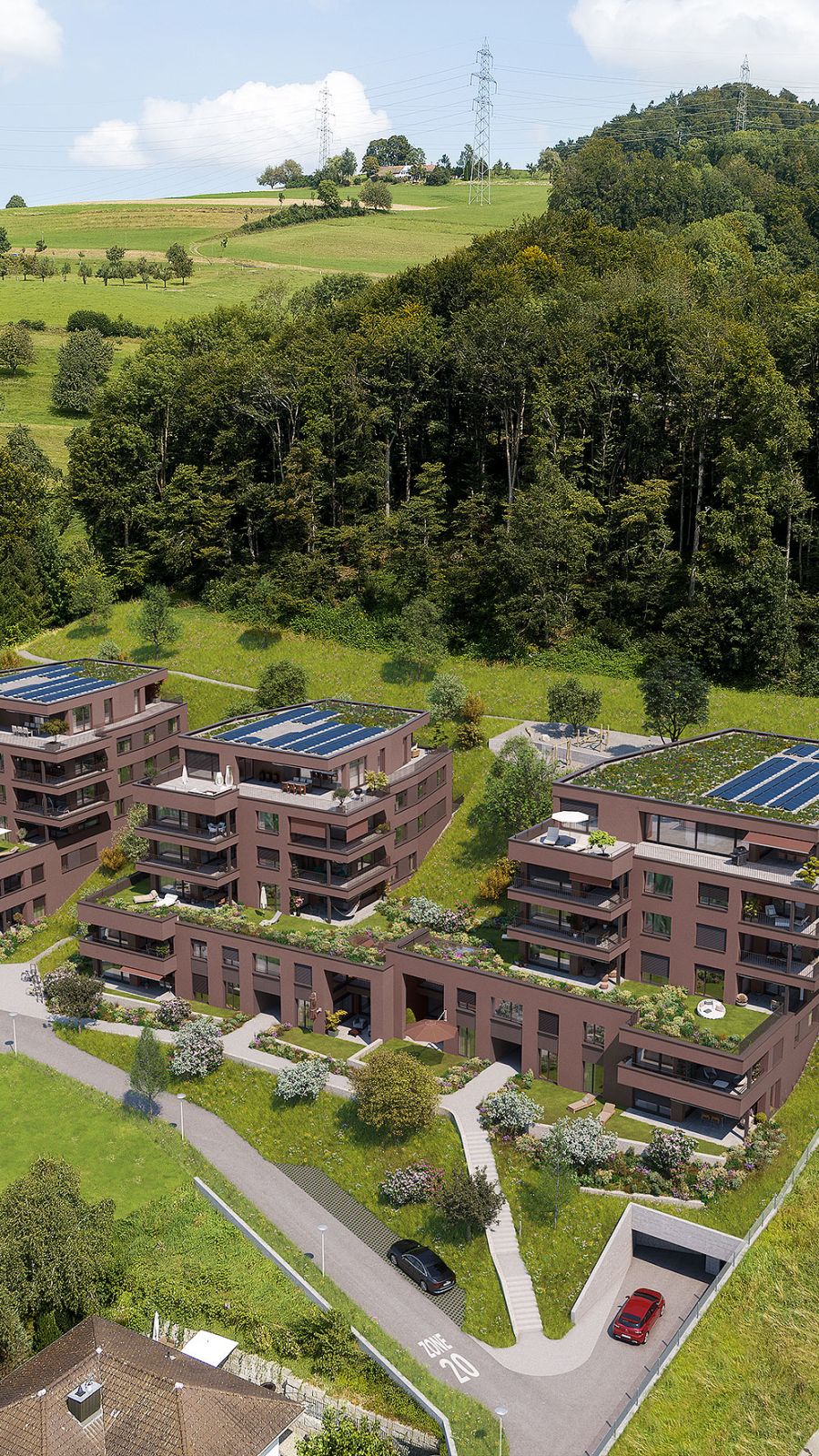 Architekturvisualisierungen Vogelperspektive Steinbären in Triengen